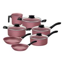 Jogo panelas alum 7pc linz rosa antiaderente tramontina Jogo panelas alum 7pc linz rosa antiaderente tramontina