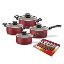 Jogo Panelas Alumínio Antiaderente 4 Peças e Jogo de Talheres Jumbo Churrasco - Tramontina