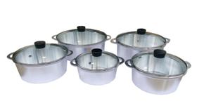 Jogo Panelas Alumínio Batido Fundido Tampa De Vidro Belmar Jogo Panelas Alumínio Batido Fundido Tampa De Vidro Belmar