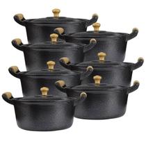 Jogo Panelas Alumínio Fundido Craqueada Preto 18 A 30cm