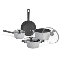 jogo panelas antiaderente de cerâmica indução 4 peças cor cinza mou trufa - oikos