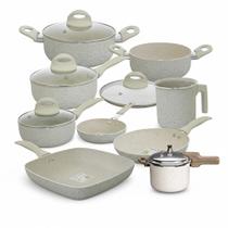 Jogo Panelas Antiaderente Revestimento Cerâmica e Panela de Pressão 9 peças Ibiza