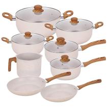 Jogo Panelas Antiaderente Revestimento Cerâmica Vanilla - Casambiente Jogo Panelas Antiaderente Revestimento Cerâmica Vanilla - Casambiente