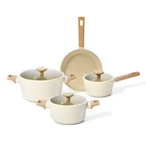 Jogo Panelas Antiaderente Ultra Ceramic Indução 4 Peças com Borda de Silicone Cor Bege Mou Nata Oikos