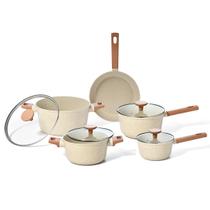 Jogo Panelas Antiaderente Ultra Ceramic Indução 5 Peças Cor Bege Mou Pitaya - Oikos