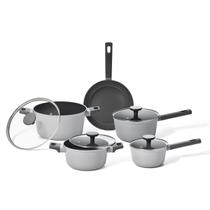 Jogo Panelas Antiaderente Ultra Ceramic Indução 5 Peças Cor Cinza Mou Trufa - Oikos