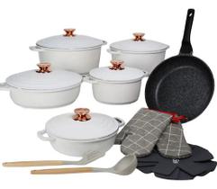 Jogo Panelas Antiaderentes 18 Peças Aluminio Fundido Branco Jogo Panelas Antiaderentes 18 Peças Aluminio Fundido Branco