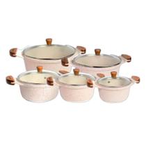 Jogo Panelas Branca Antiaderente Marmorizada Javali 16a24cm