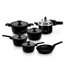 Jogo Panelas Brinox 6pçs Indução Antiaderente Premium com Panela de Pressão Rápida