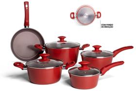 Jogo panelas brinox antiaderente ceramic life 5 pecas optima com inducao vermelho carmin 4799100