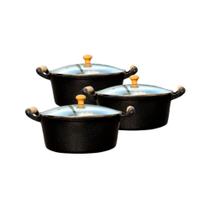 Jogo Panelas Caçarola Alumínio 24, 26, 28 cm e Tampa Vidro Jogo Panelas Caçarola Alumínio 24, 26, 28 cm e Tampa Vidro