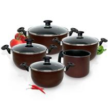 Jogo Panelas Caçarola Fervedor Antiaderente Tampa Vidro