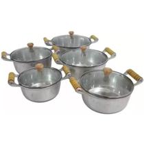 Jogo Panelas Caçarolas Aluminio Batido Fundido Tampa Vidro N 20-28 Jogo Panelas Caçarolas Aluminio Batido Fundido Tampa Vidro N 20-28