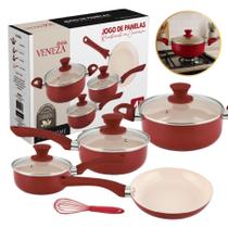 Jogo Panelas Cerâmica Antiaderente 4 Pçs Vermelho Veneza