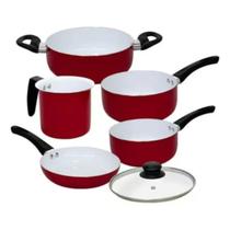 Jogo Panelas com Revestimento Cerâmica 6 Peças Cor Vermelho