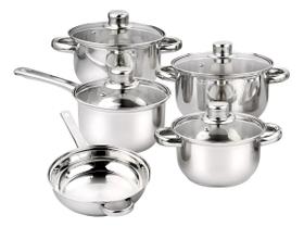 Jogo Panelas Conjunto 5 Peças Tampa Vidro Aço Inox