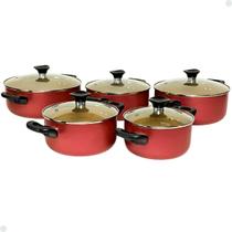Jogo Panelas Conjunto Antiaderente 5 Peças Caçarola Teflon Jogo Panelas Conjunto Antiaderente 5 Peças Caçarola Teflon