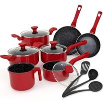 Jogo Panelas Cozinha Mimo Style Cook Red Fundo Indução, Gás, Elétrico, Vitrocerâmico Vermelha Jogo Panelas Cozinha Mimo Style Cook Red Fundo Indução, Gás, Elétrico, Vitrocerâmico Vermelha