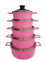 Jogo Panelas De Alumínio Batido Rosa Tampa De Vidro Extang Jogo Panelas De Alumínio Batido Rosa Tampa De Vidro Extang