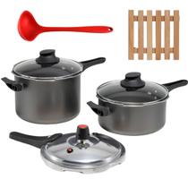 Jogo Panelas De Pressão 2 Em 1 + 02 Descansos + Concha