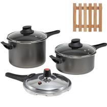 Jogo Panelas De Pressão 2 Em 1 + 02 Descansos De Panela Jogo Panelas De Pressão 2 Em 1 + 02 Descansos De Panela