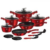 Jogo Panelas e Utensílios Cozinha Vermelho Burgundy Berlinger Haus Frigideiras Caçarolas Antiaderente Indução Presente 15 peças Jogo Panelas e Utensílios Cozinha Vermelho Burgundy Berlinger Haus Frigideiras Caçarolas Antiaderente Indução Presente 15 peças