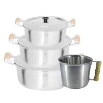 Jogo Panelas Grande Alumínio Batido Fundido Grosso e Caneca