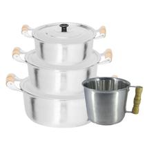 Jogo Panelas Grande Alumínio Batido Fundido Grosso e Caneca