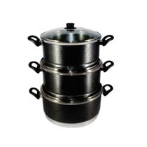 Jogo Panelas Grande (jogão) Craqueado Preto Alumínio 3