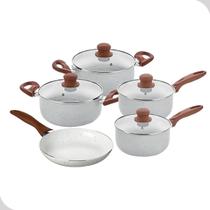 Jogo Panelas Hauskraft Florença 5 Peças Indução com Tampas de Vidro Antiaderente Cozinha Completa