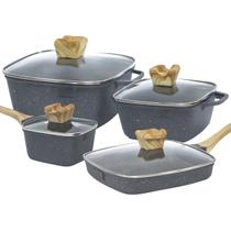 Jogo Panelas Indução Antiaderente Revestimento Mármore Cerâmico Cook Style 4 peças Cinza Jogo Panelas Indução Antiaderente Revestimento Mármore Cerâmico Cook Style 4 peças Cinza