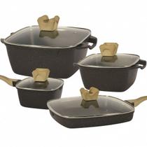 Jogo Panelas Indução Antiaderente Revestimento Mármore Cerâmico Cook Style peças 4 Marrom Jogo Panelas Indução Antiaderente Revestimento Mármore Cerâmico Cook Style peças 4 Marrom