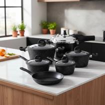 Jogo Panelas Indução E Gás Viena Black 6 Peças Cerâmica