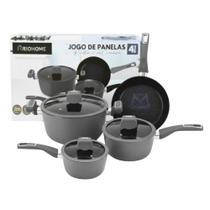 Jogo Panelas Milão 4 Peças Cerâmica Antiaderente Indução e gás 3mm - Preta - Rio Home