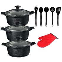 Jogo Panelas Preto Cerâmica Talher Preto Javali AAL 26A30Cm