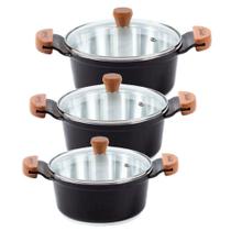 Jogo Panelas Preto Liso Alumínio Usinado Javali Am 26 A 30