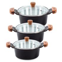 Jogo Panelas Preto Liso Alumínio Usinado Javali AM 26 a 30