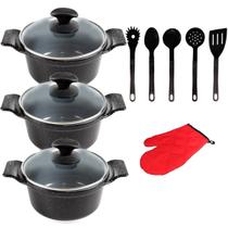 Jogo Panelas Preto Liso Cerâmica Talher Javali AAL 26 A 30Cm