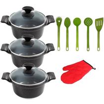 Jogo Panelas Preto Liso Cerâmica Talher Javali AAL 26A30Cm