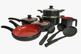 Jogo Panelas Revestimento Ceramica Antiaderente 10 Peças Preto Fratelli