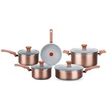 Jogo Panelas Rochedo Rose Gold Antiaderente Indução 5 Peças Jogo Panelas Rochedo Rose Gold Antiaderente Indução 5 Peças