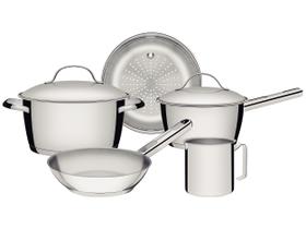 Jogo panelas tramontina allegra 5 peças resistente aço inox Jogo panelas tramontina allegra 5 peças resistente aço inox