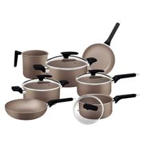 Jogo Panelas Tramontina Milazzo Alumínio Antiaderente Starflon Max Amêndoa 7 Peças Jogo Panelas Tramontina Milazzo Alumínio Antiaderente Starflon Max Amêndoa 7 Peças
