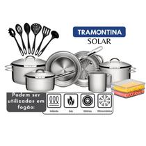 Jogo Panelas Tramontina Solar Inox 13 Peças Fundo Triplo Porta Frios Utensílios de Cozinha Jogo Panelas Tramontina Solar Inox 13 Peças Fundo Triplo Porta Frios Utensílios de Cozinha