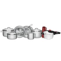 Jogo Panelas Tramontina Solar Inox 7 Peças Fundo Triplo Jogo Panelas Tramontina Solar Inox 7 Peças Fundo Triplo