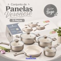 Jogo Panelas Tramontina Veronese 5 Pçs Antiaderente Cerâmico Alumínio Reciclado Bege Sustentável Jogo Panelas Tramontina Veronese 5 Pçs Antiaderente Cerâmico Alumínio Reciclado Bege Sustentável