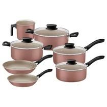 Jogo Panelas Tramotina 7pc Linz Marrom Antiaderente