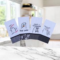 Jogo Pano De Prato Bordado Memes Bentô 100% Algodão Kit 4