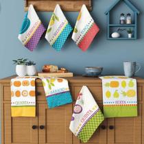 Jogo Pano de Prato Semaninha Copa Estampado c/ 7 peças Lepper