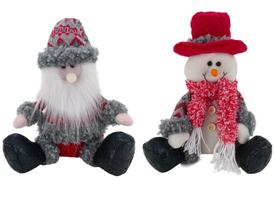 Jogo Papai Noel e Boneco de Neve Pelúcia Tricot Sentado 28cm - Magizi - Yangzi